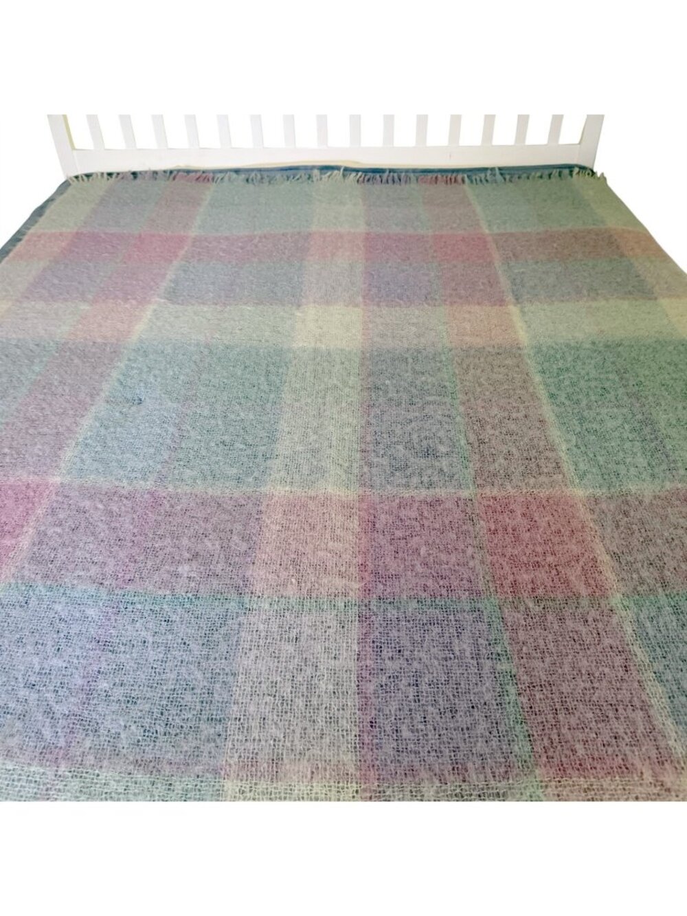 Avoca Handweavers Mohair Wool Throw Pastel Plaid Made in Ireland 56 X 72